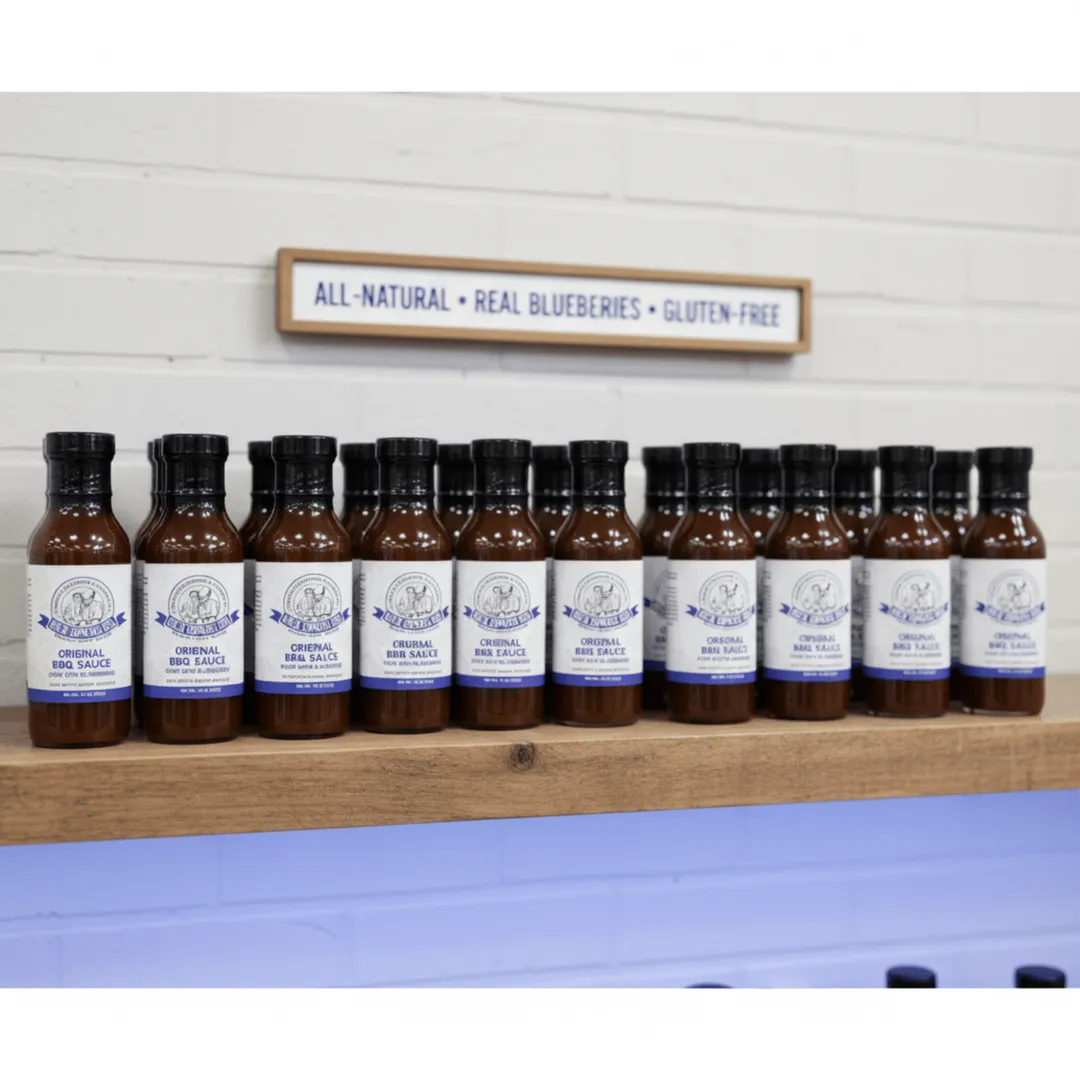 Original BBQ Sauce – Made with Blueberries (6 × 14 oz Glass Bottles)
