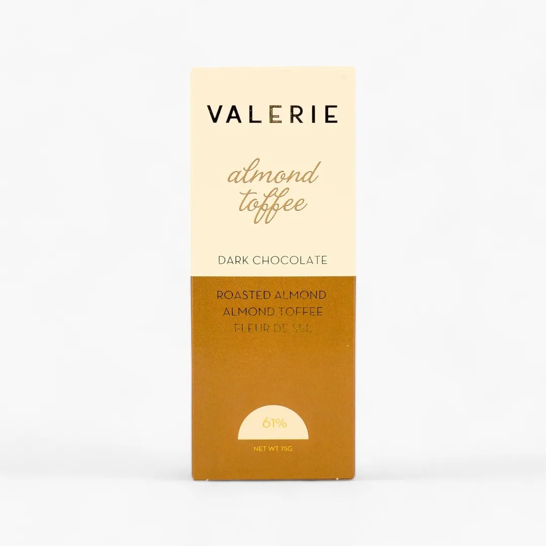 Almond Toffee 61% Chocolate Bar, 75g