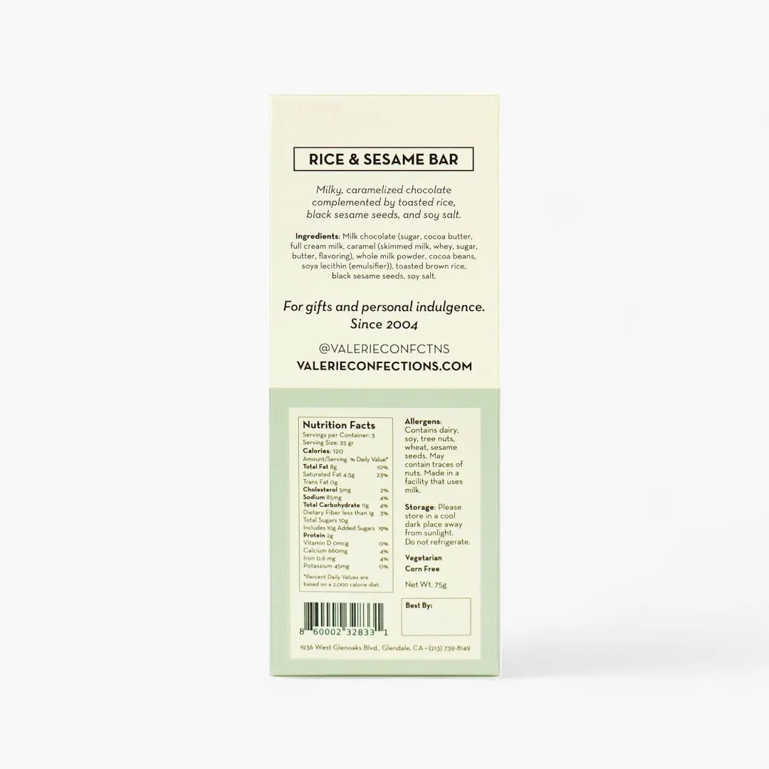 Rice & Sesame Chocolate Bar - 36% Milk Chocolate (75g)