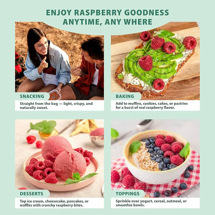 Freeze-Dried Raspberry, Whole - Grade A Raspberries - Ideal for Desserts
