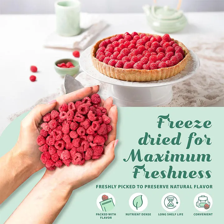 Freeze-Dried Raspberry, Whole - Grade A Raspberries - Ideal for Desserts