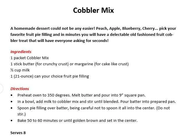 Old-Fashioned Cobbler Mix  11.7 oz.