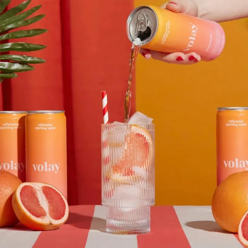 Volay Caffeinated Sparkling Water | Grapefruit | 12 Pack