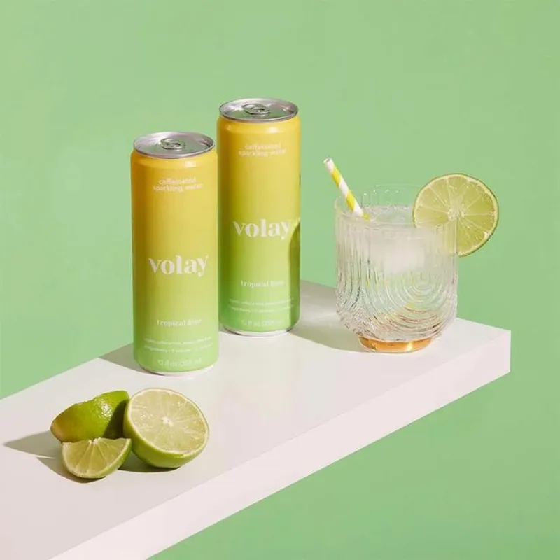 Volay Caffeinated Sparkling Water | Tropical Lime | 12 Pack