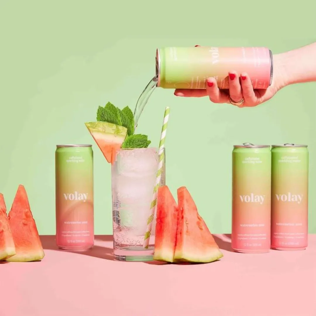 Volay Caffeinated Sparkling Water | Watermelon Mint | 12 Pack