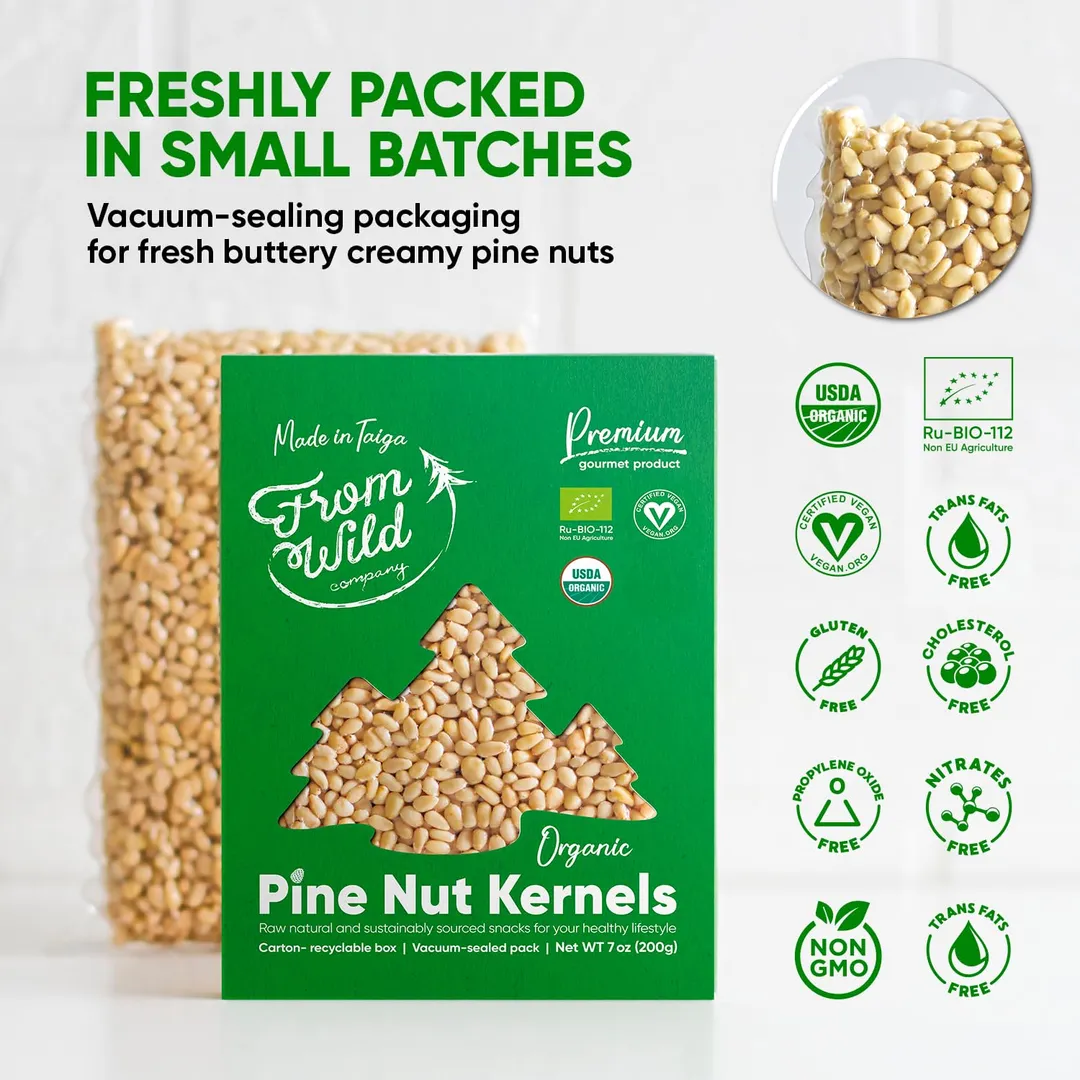 FROM WILD Fresh Organic Pine Nuts 7oz (Case of 50)