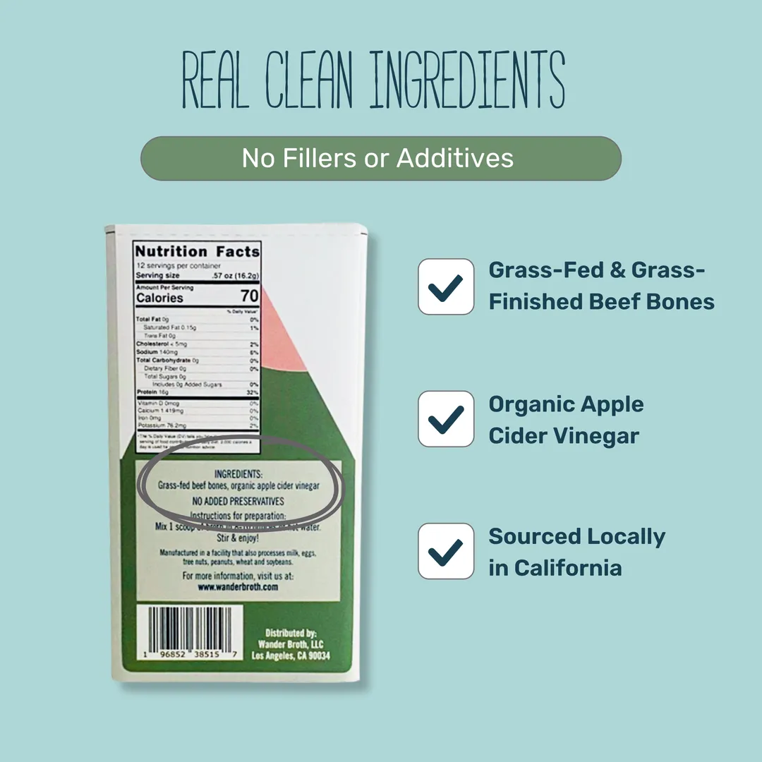 No Salt Added Grass-Fed Beef Bone Broth - Bulk