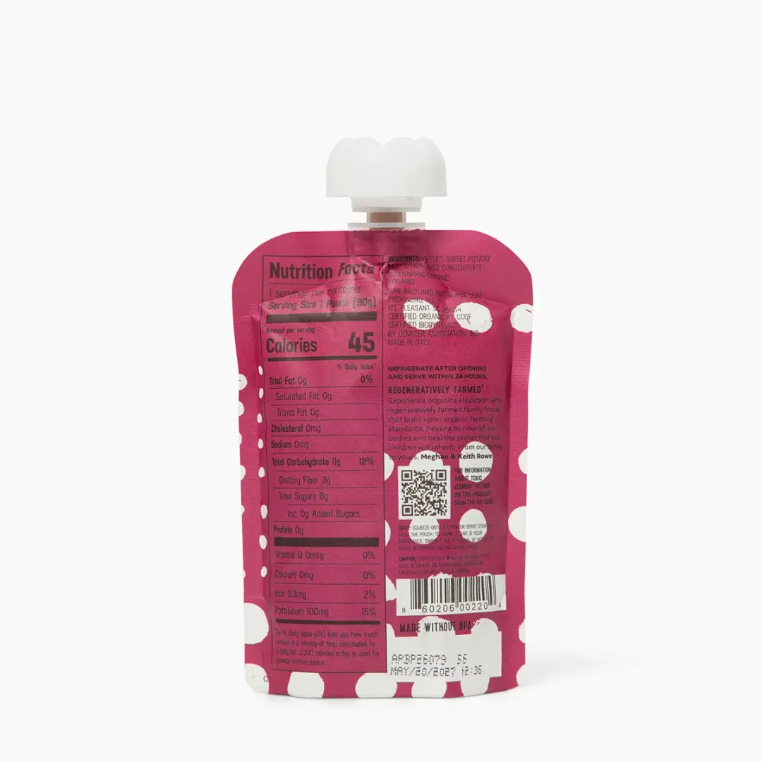 Organic Regenerative Apple + Sweet Potato + Beet Puree