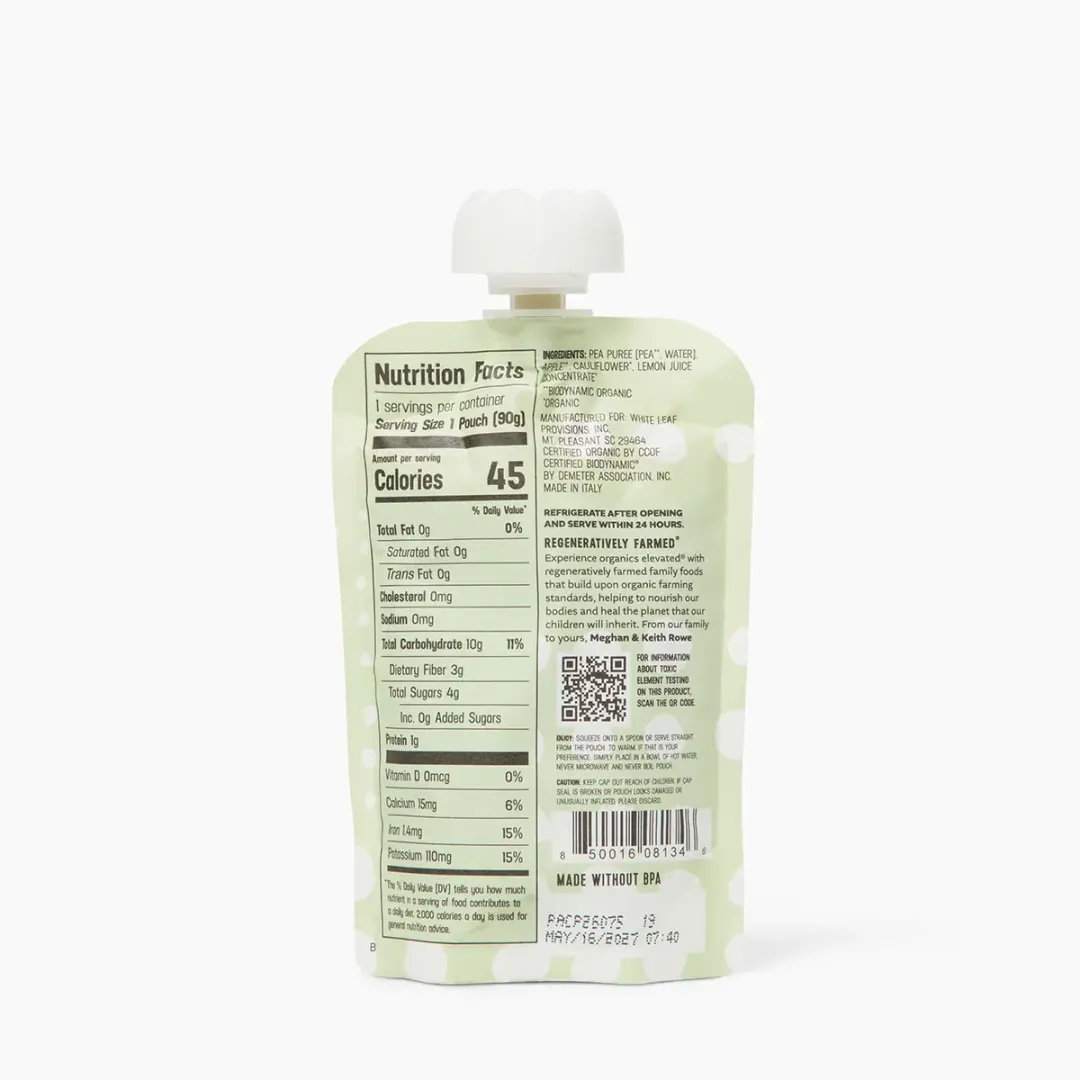 Organic Regenerative Pea + Apple + Cauliflower Puree