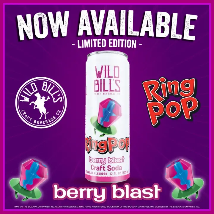Ring Pop Soda Berry Blast Pure Cane Sugar, 12-Pack, Cans