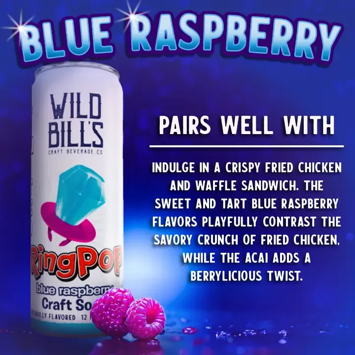 Ring Pop Soda Blue Raspberry Pure Cane Sugar, 12-Pack, Cans