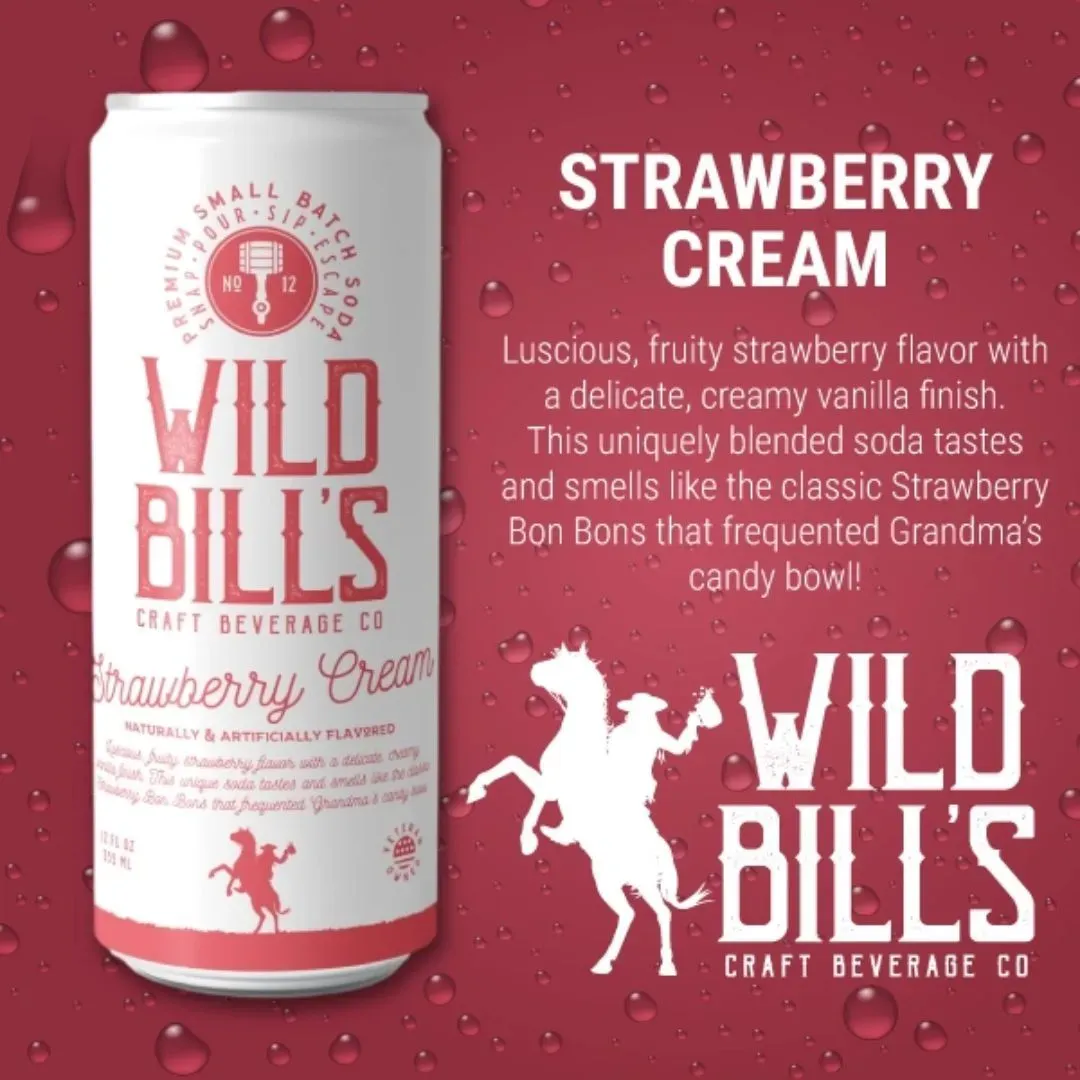 Strawberry Cream - Premium Cane Sugar Soda, 12-Pack, Cans