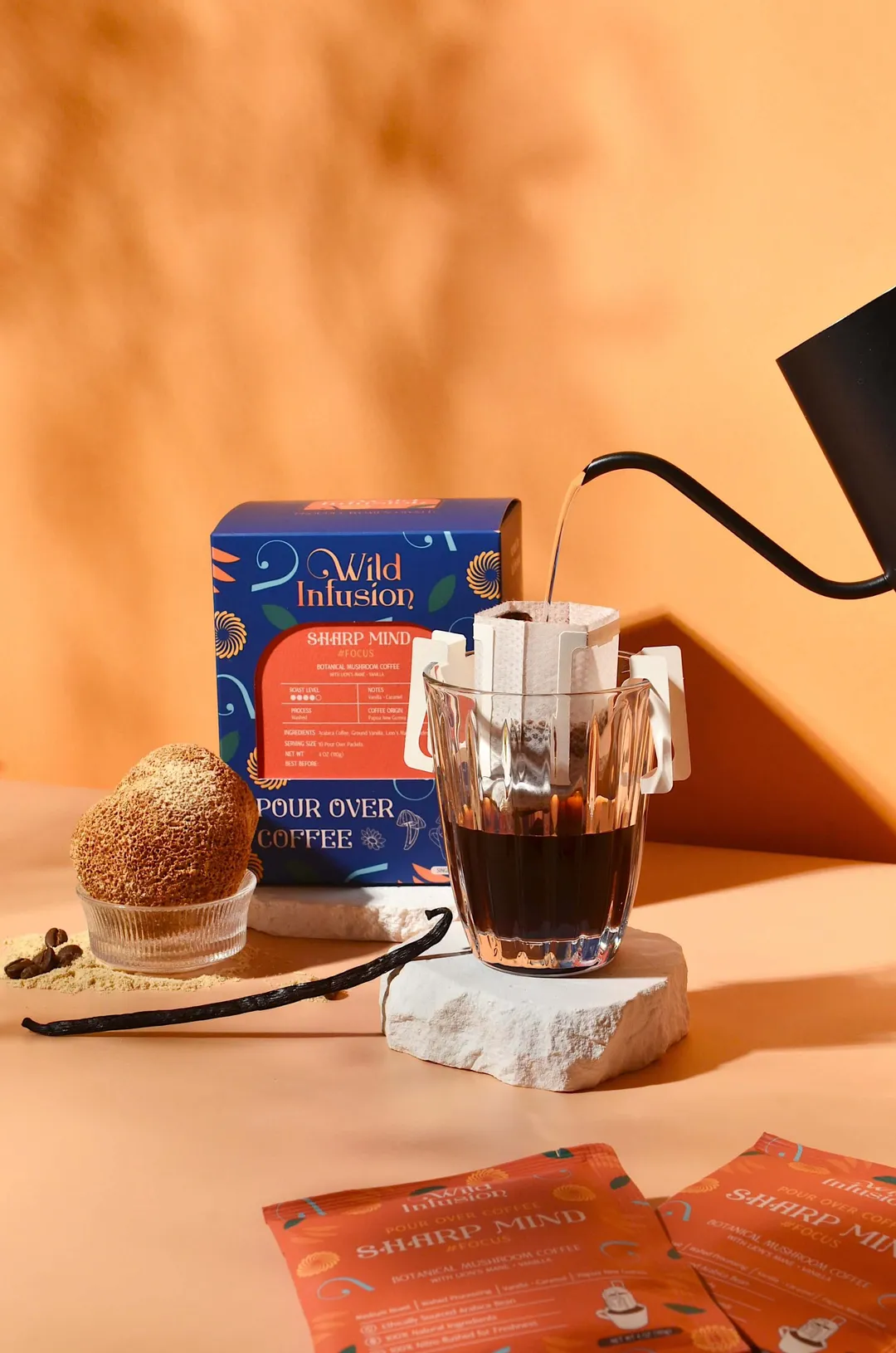 Lion’s Mane Focus Mushroom Pour-Over Coffee — Vanilla (10ct) 