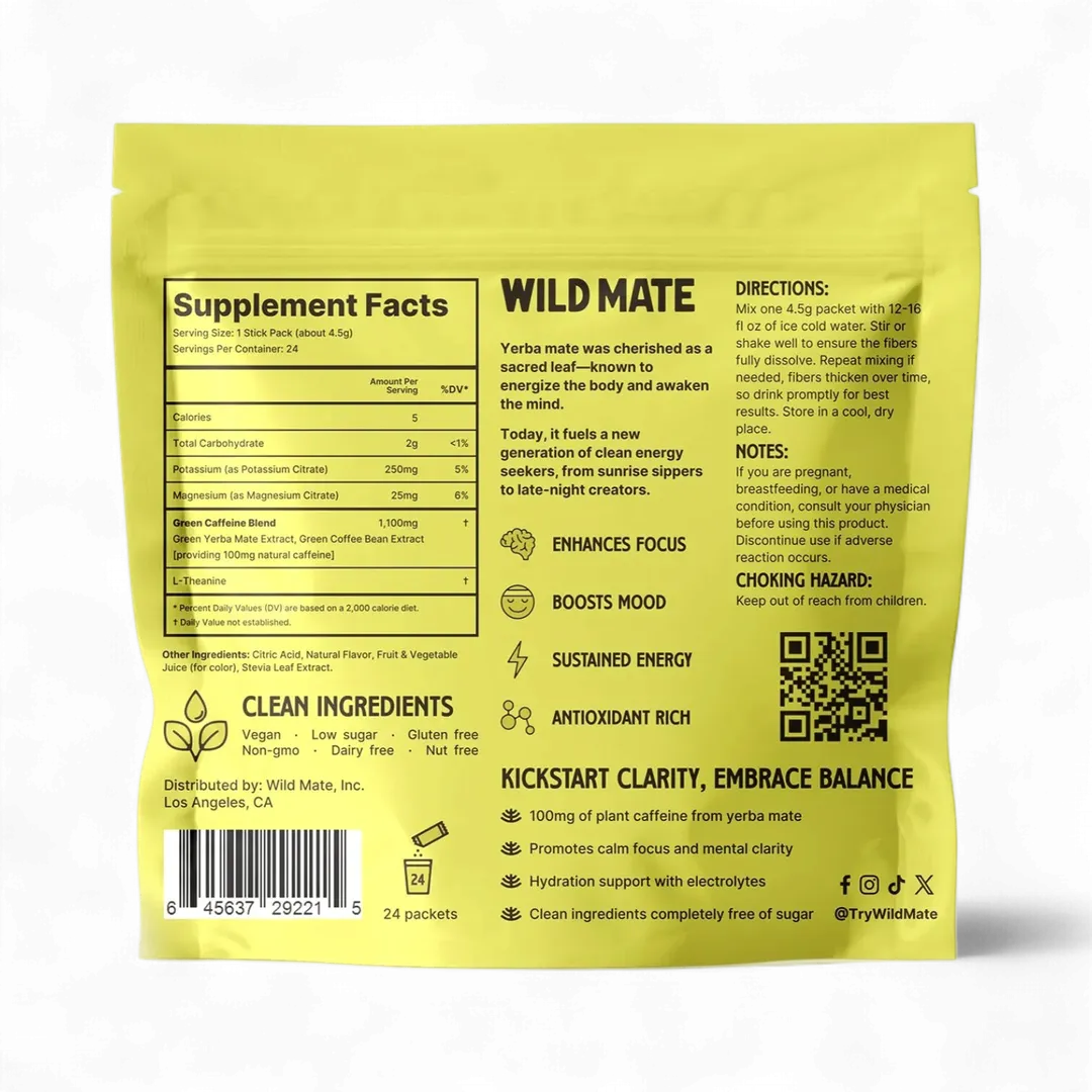 Yerba Mate Energy Sticks | L-Theanine + Electrolytes – Wild Mate