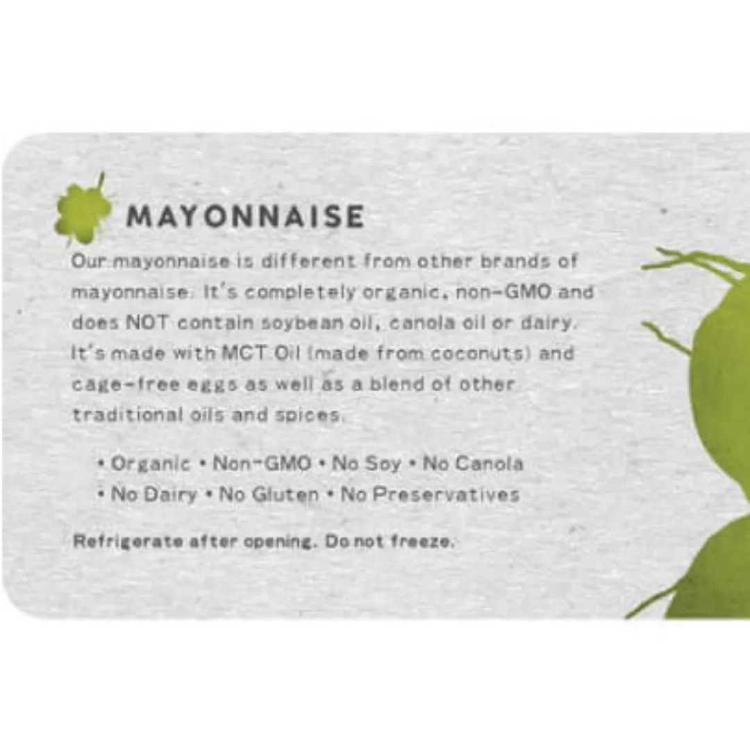 Organic Mayonnaise | Soy-free (14 fl oz, Case of 6)