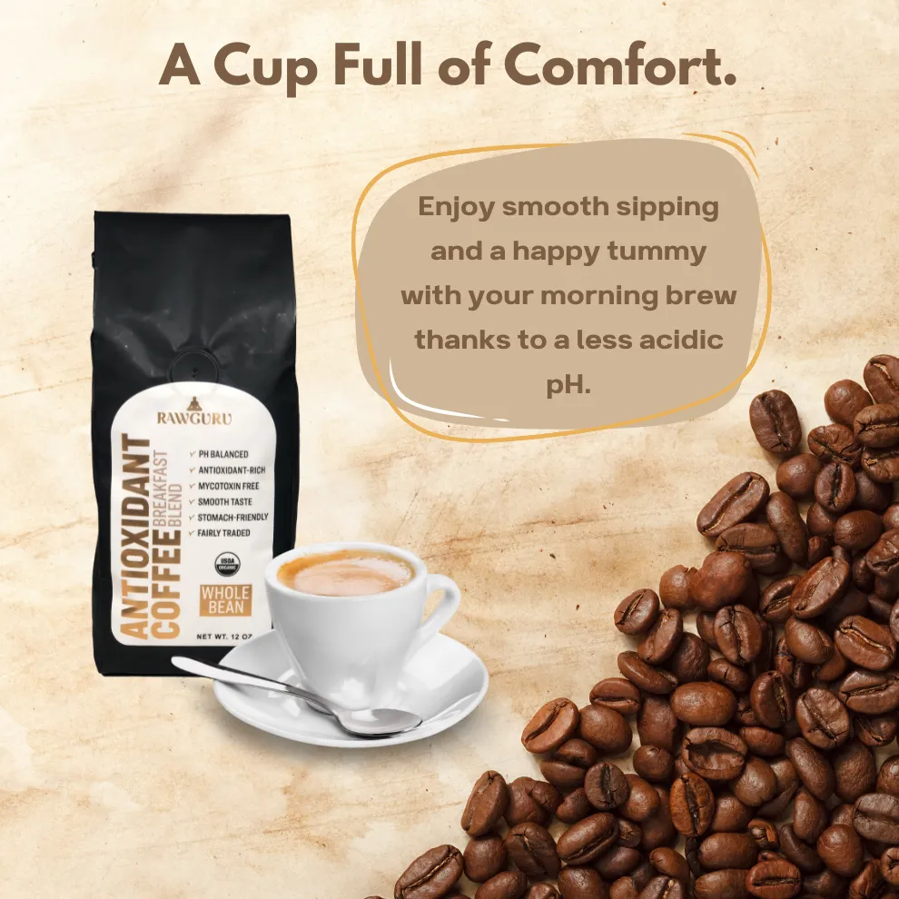 Organic Antioxidant Coffee Breakfast Blend | Whole Bean | 12oz