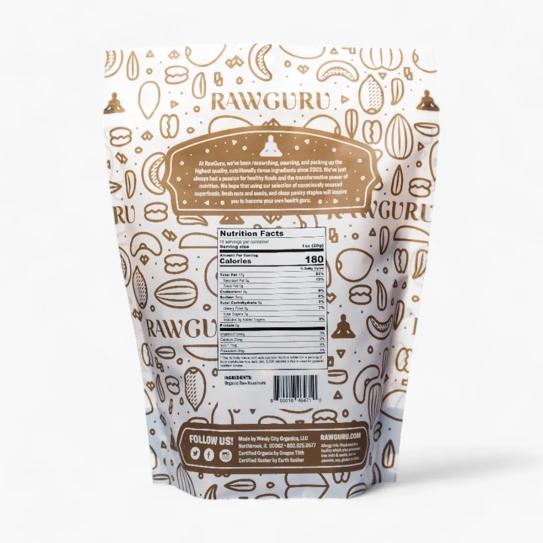 Raw Organic Hazelnuts - 16 oz