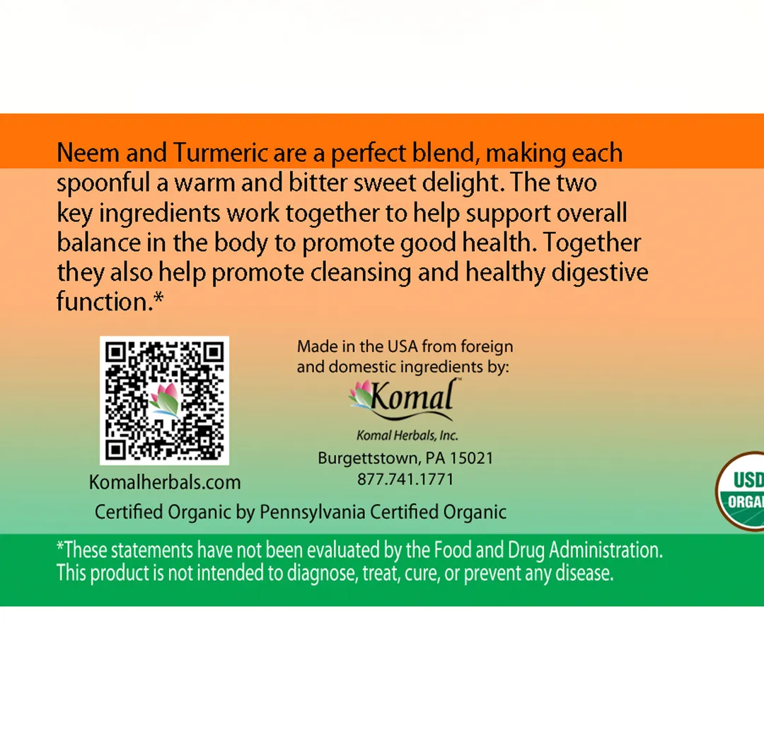 Neem-Turmeric - Balanced Digestion & Inflammation Herbal Spread, Organic