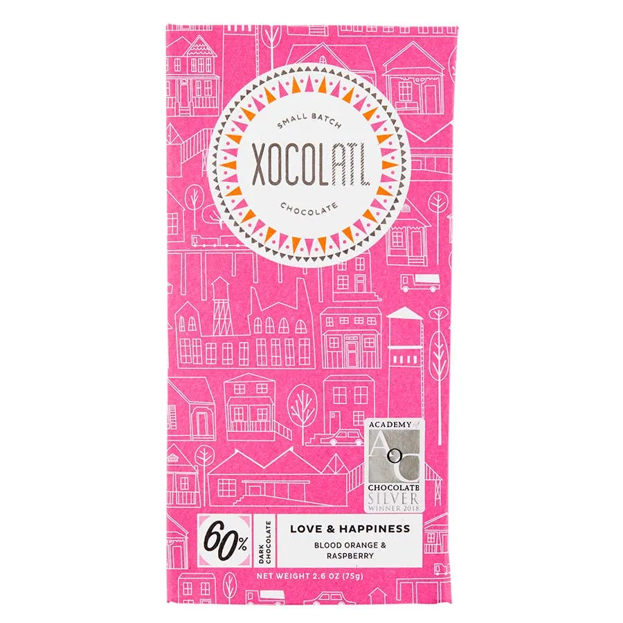 Love & Happiness: raspberry & orange 60% dark chocolate