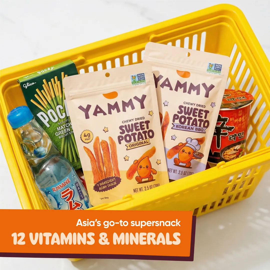 Korean BBQ Dried Sweet Potato Sticks: Vegan Gluten-Free Snacks (Pack of 18)