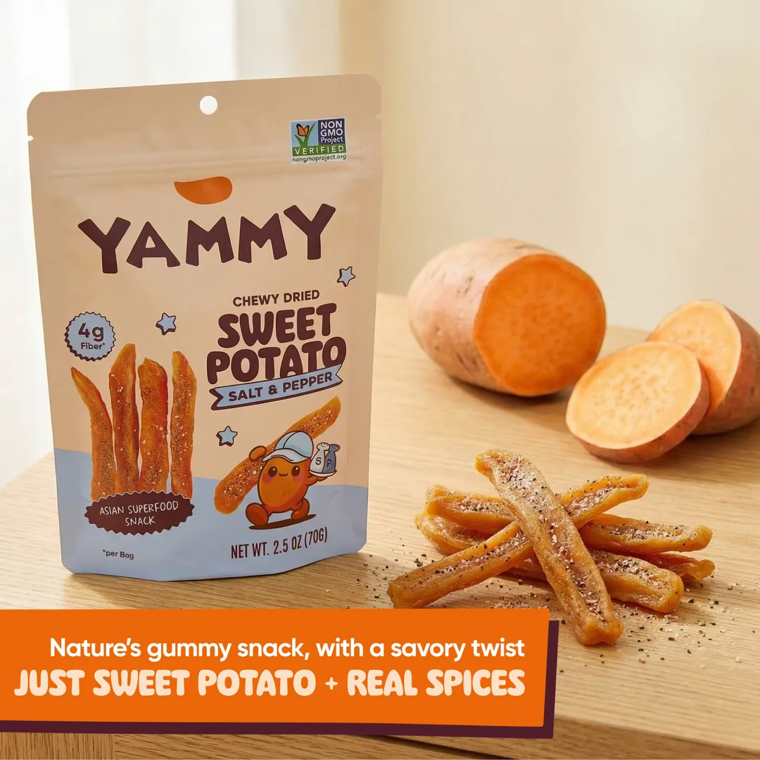 Salt & Pepper Dried Sweet Potato Sticks: Vegan Gluten-Free Snack (Pack of 18)