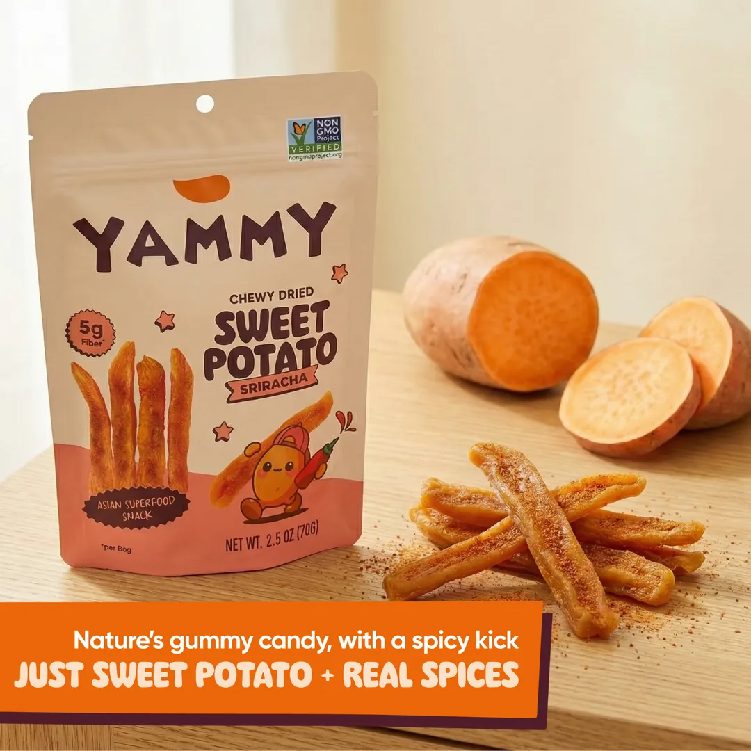 Sriracha Dried Sweet Potato Sticks: Vegan Gluten-Free Snacks (Pack of 18)