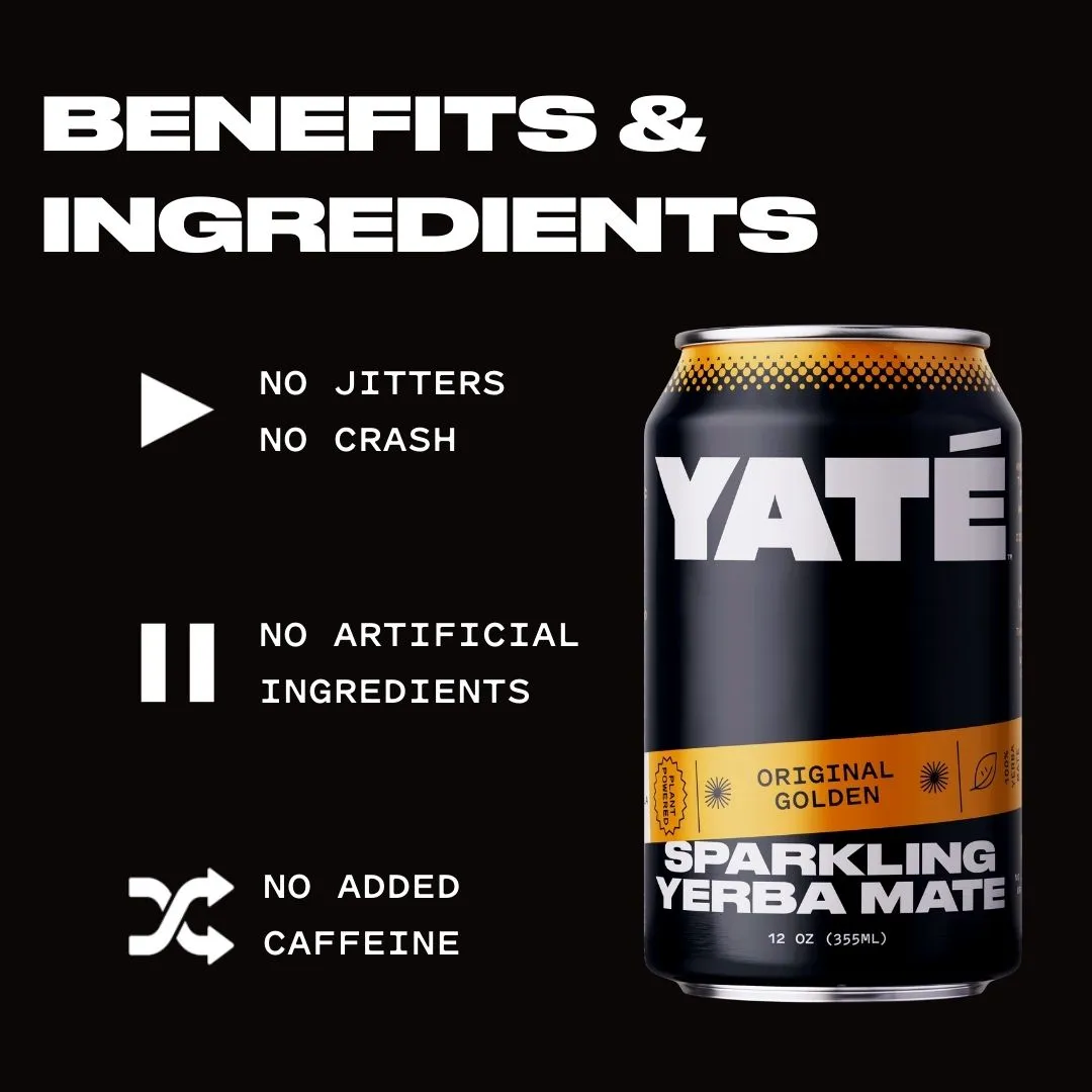 Yate Original Golden Sparkling Yerba Mate 12oz (12 pack)