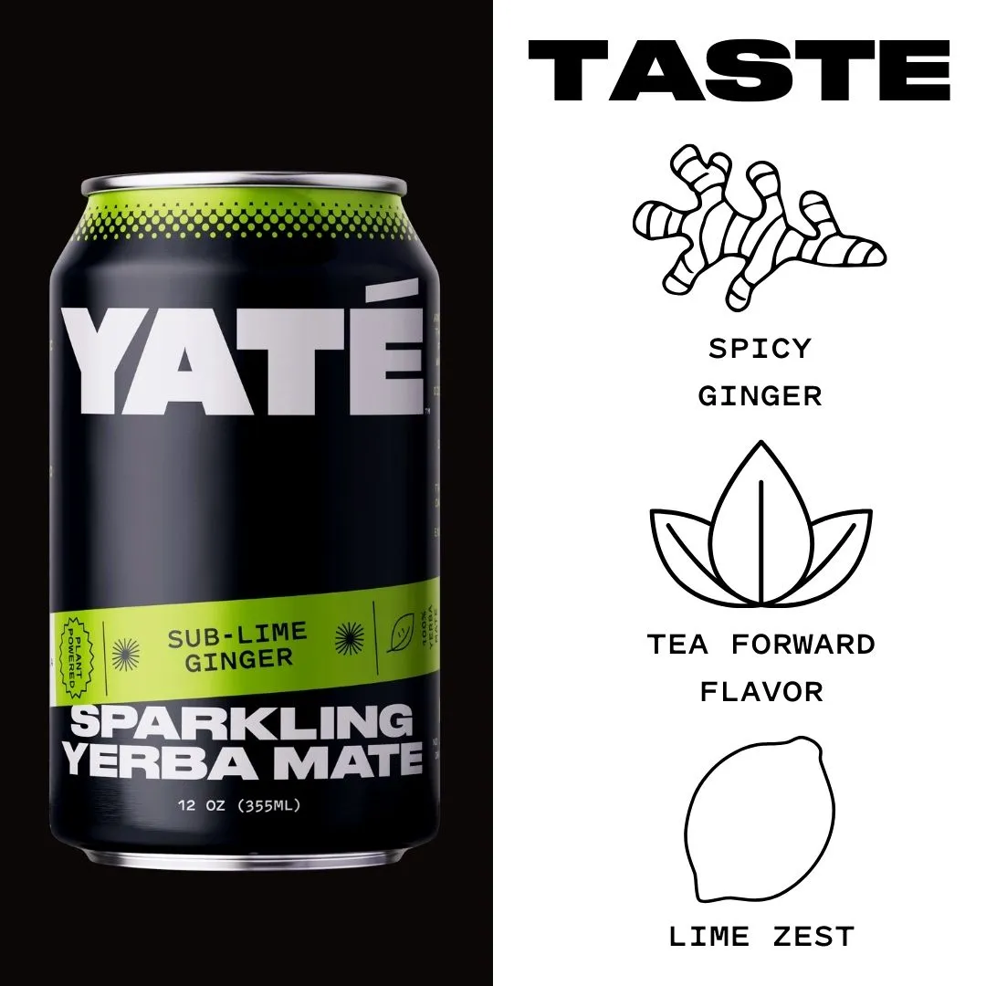 Yate Sub-Lime Ginger Sparkling Yerba Mate 12oz (12 pack)