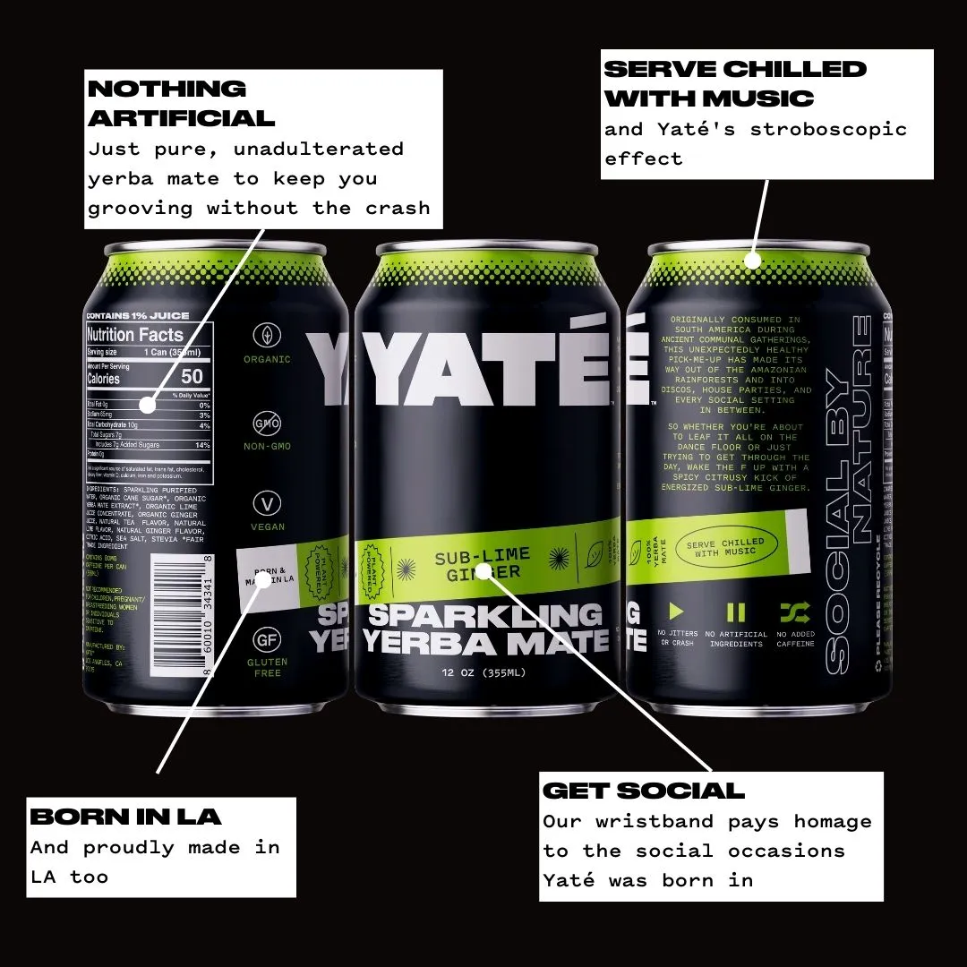 Yate Sub-Lime Ginger Sparkling Yerba Mate 12oz (12 pack)
