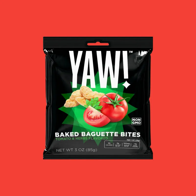 YAW! Tomato and Herb Baked Baguette Bites Snack 3oz