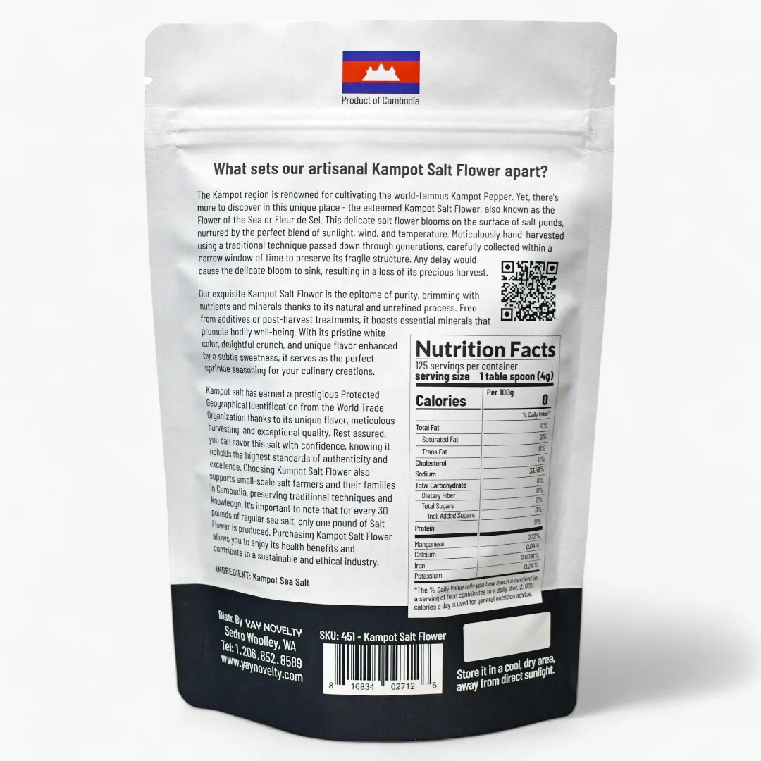 Kampot Salt Flower, Fleur De Sel, Flower of Salt, Unrefined, The Epitome of Purity