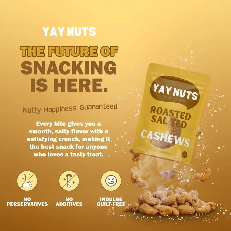 Yay Nuts Roasted Salted Cashews With Avocado oil, 12 oz Resealable Pouch