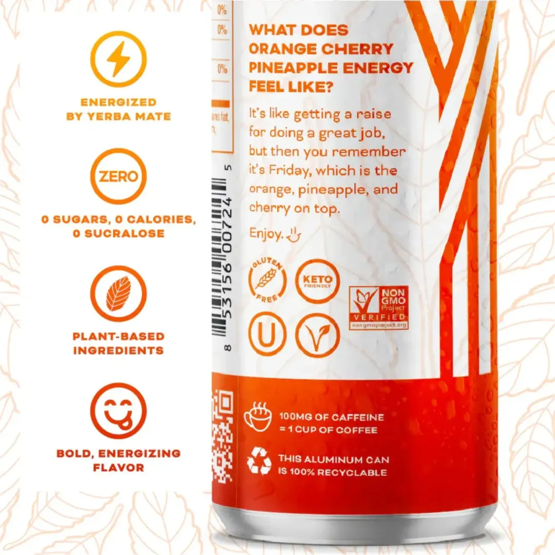 12oz Orange Cherry Pineapple Sparkling Water Energy Drink