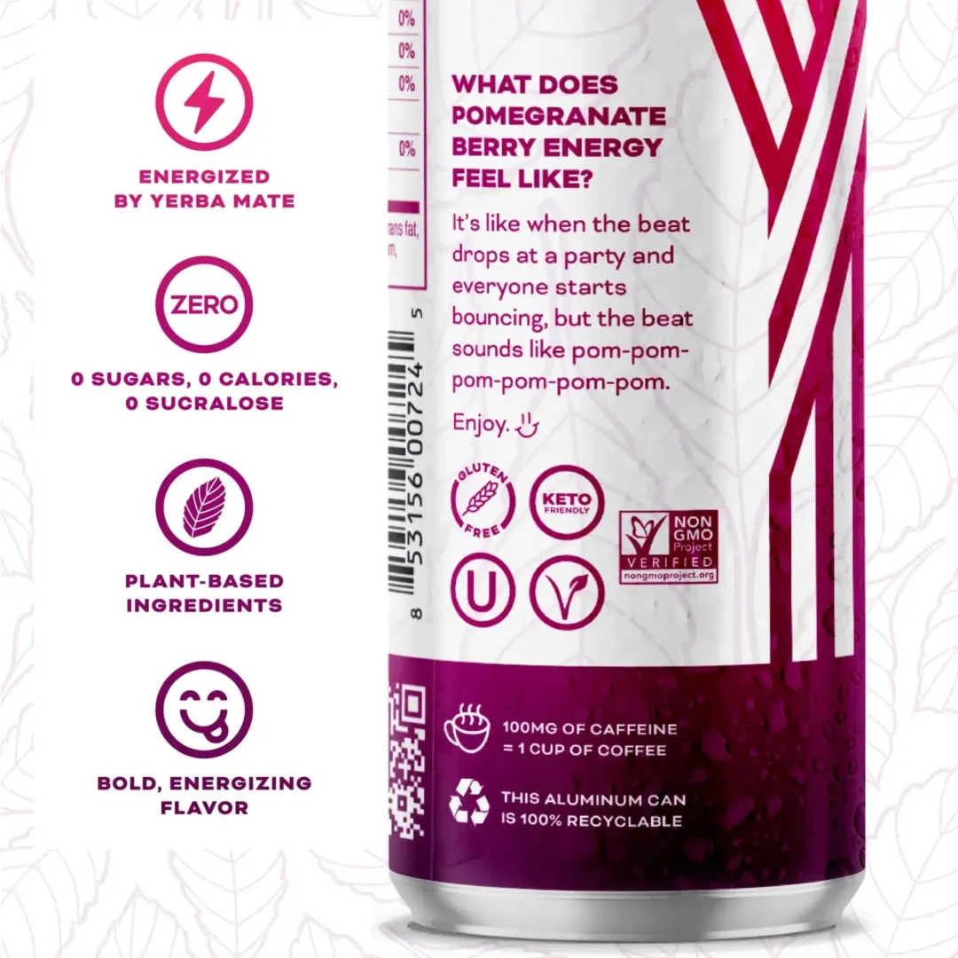 12oz Pomegranate Berry Sparkling Water Energy Drink