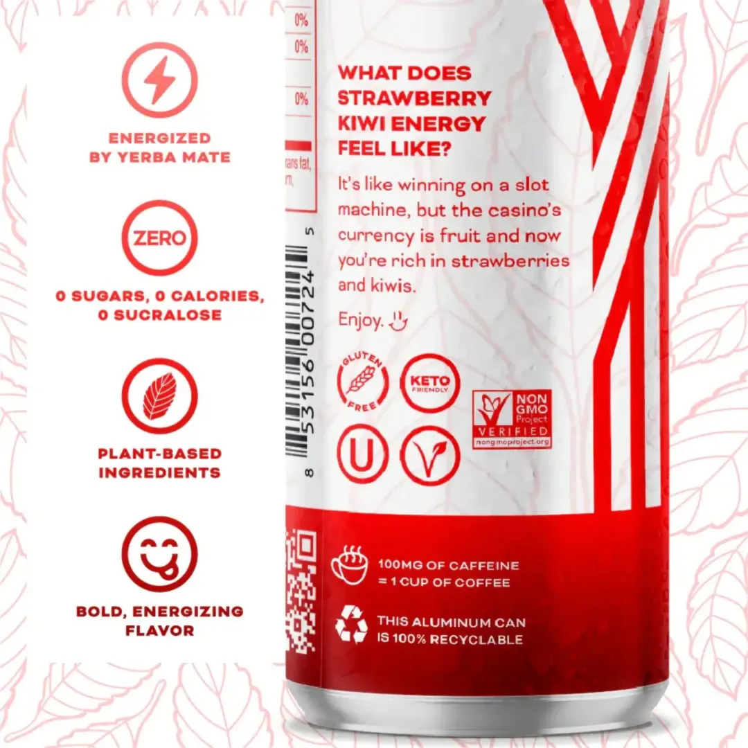 12oz Strawberry Kiwi Sparkling Water Energy Drink
