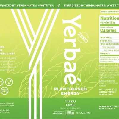 New 16oz Yuzu Lime Sparkling Water Energy Drink