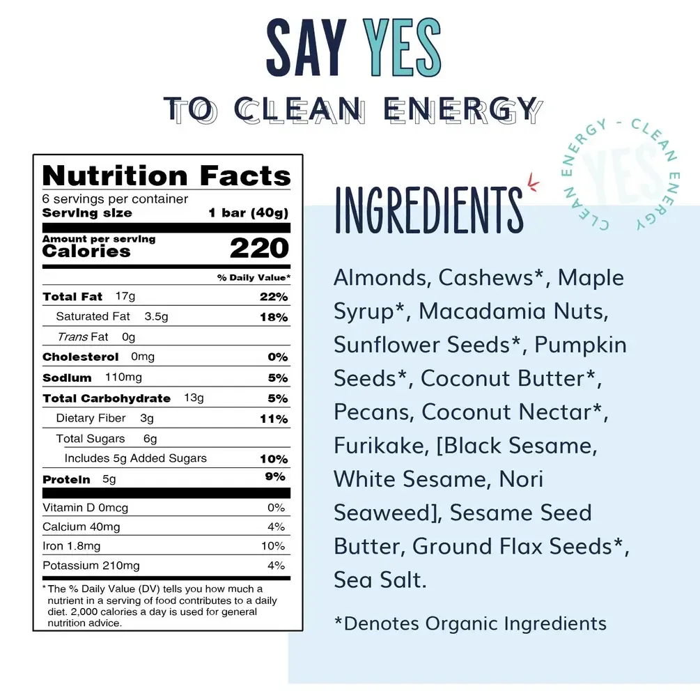 Black Sesame Sea Salt - Low Sugar Snack Bar