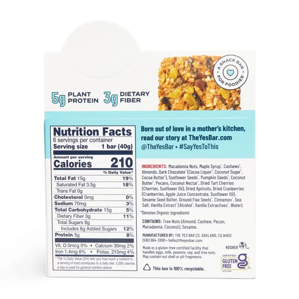 Macadamia Cherry Chocolate - Low Sugar Snack Bar