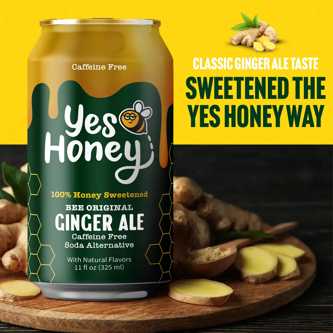100% Honey Sweetened Soda Ginger Ale  | No Corn Syrup | Craft | Caffeine Free
