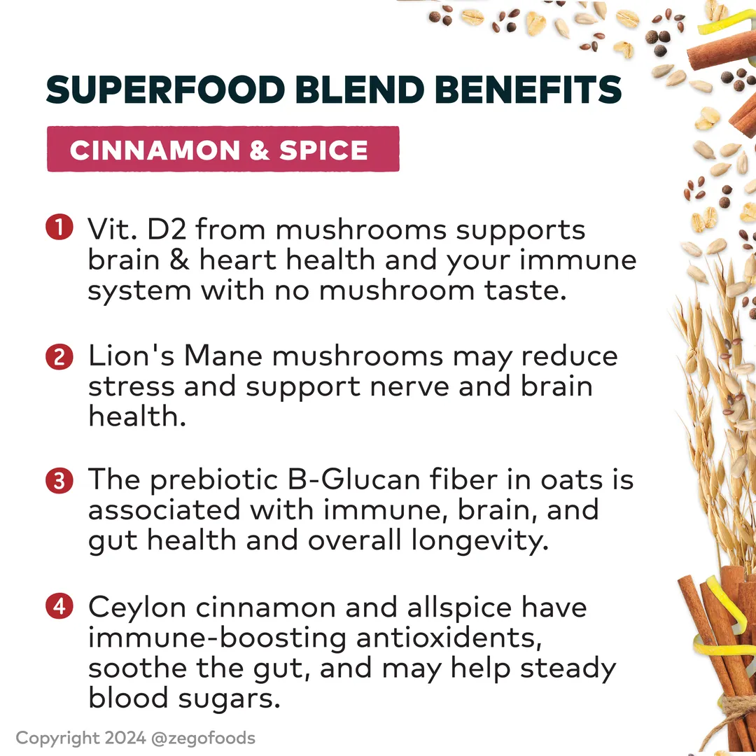 Organic Oatmeal Superfood Blend: Cinnamon & Spice (11 oz.)