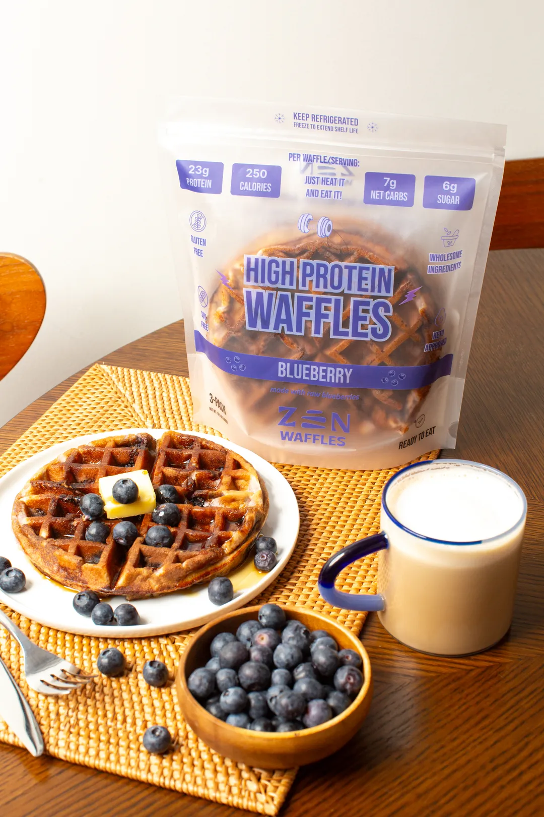Zen High Protein Waffles - Blueberry