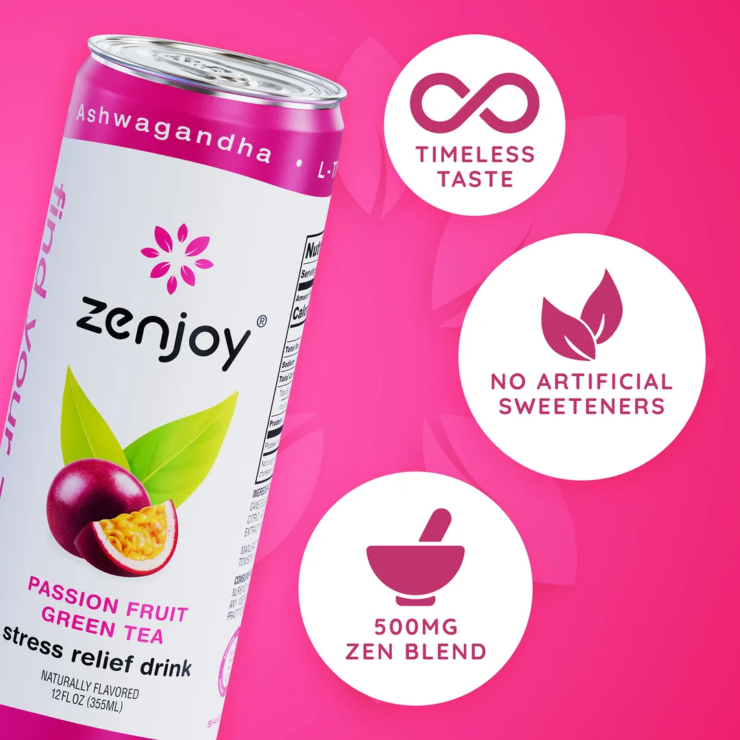 Zenjoy - Passion Fruit Green Tea, Adaptogenic Relaxation Drink