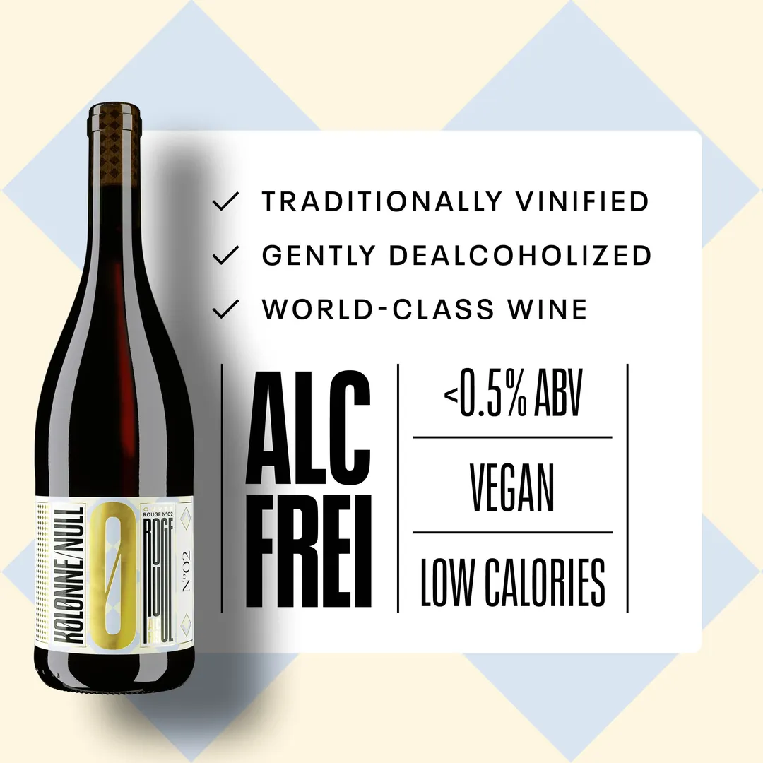 Kolonne Null Cuvee Rouge No. 2, Non-Alcoholic Red Wine | Dark Fruit and Berry, Notes of Barrique and Pepper | Dealcoholized with Grapes from Spain 25.4 fl oz (<0.5% ABV, 750ml)