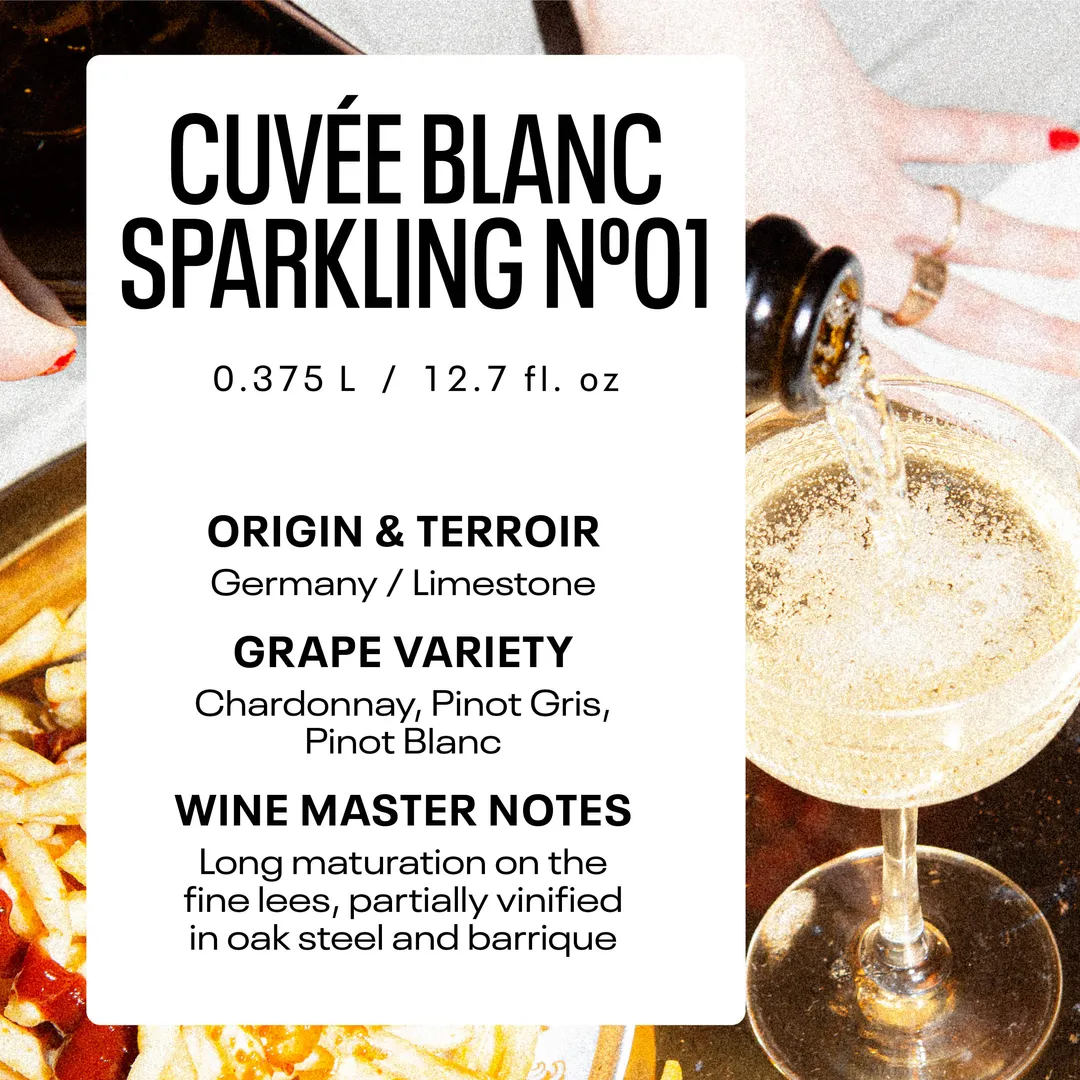 Kolonne Null Cuvee Sparkling No. 1, Non-Alcoholic Bubbly, Dealcoholized with Grapes from Germany (<0.5% ABV, 375ml)