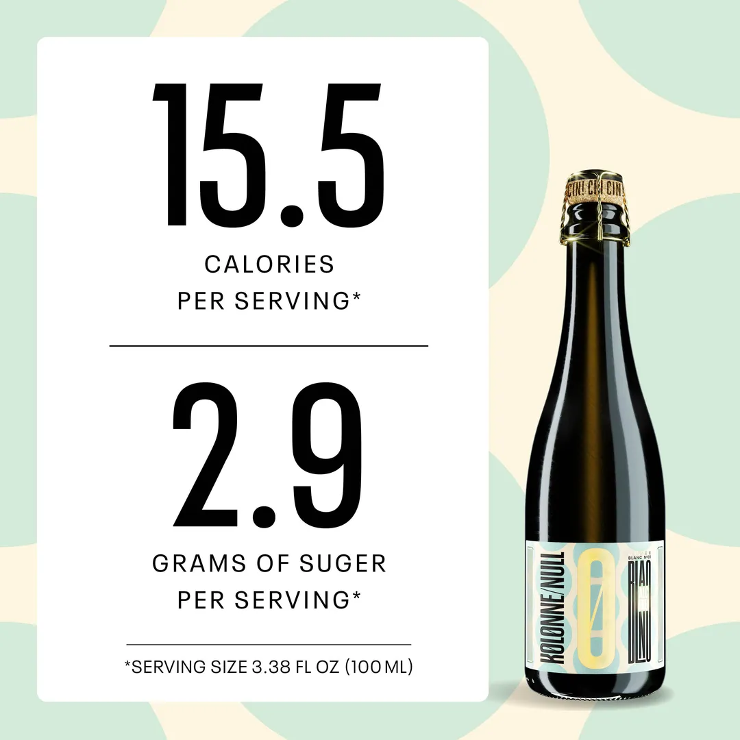 Kolonne Null Cuvee Sparkling No. 1, Non-Alcoholic Bubbly, Dealcoholized with Grapes from Germany (<0.5% ABV, 375ml)