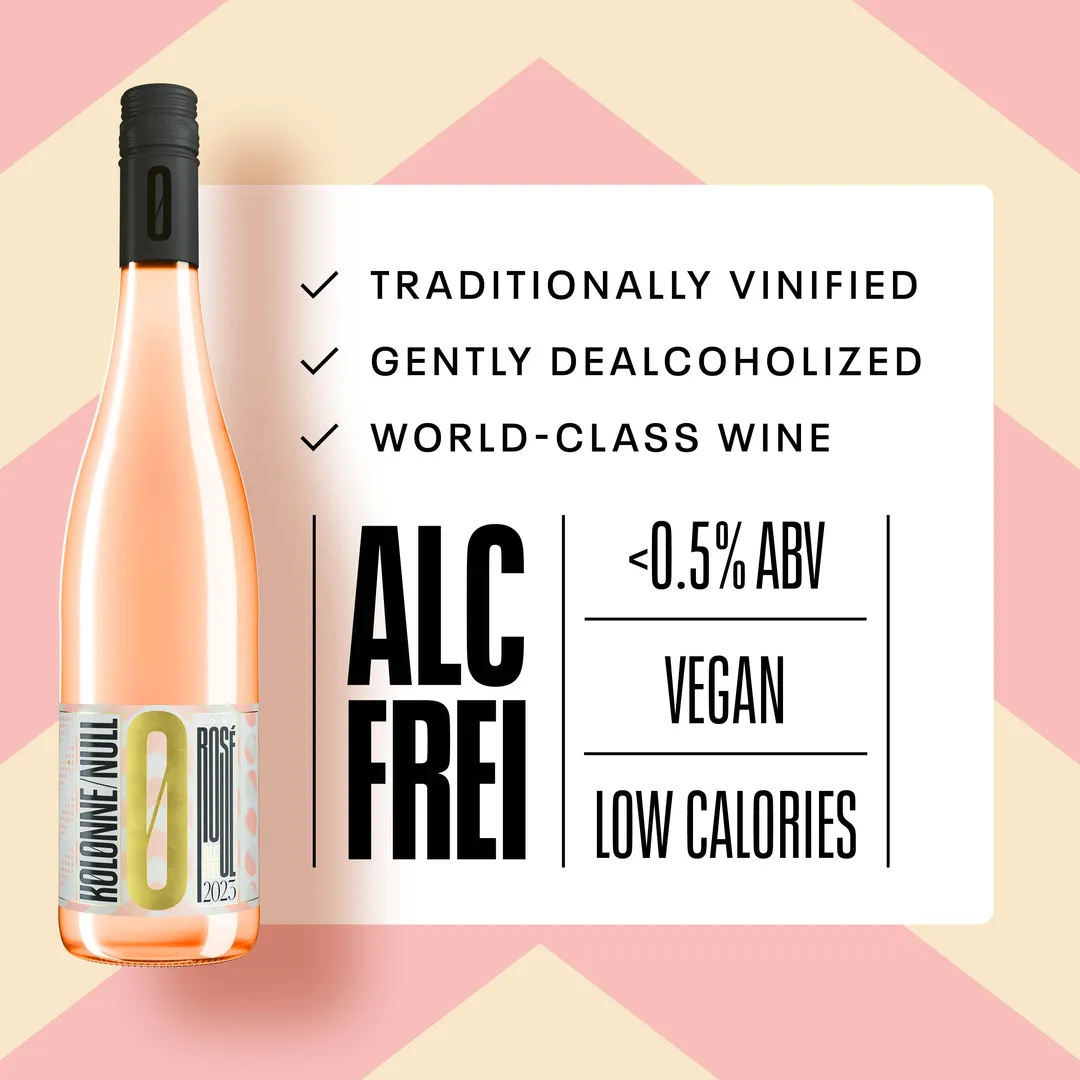 Kolonne Null Rose, Non-Alcoholic Wine | Red Berries and Peach, Elegant and Fresh | Dealcoholized with Grapes from France 25.4 fl oz (<0.5% ABV, 750ml)