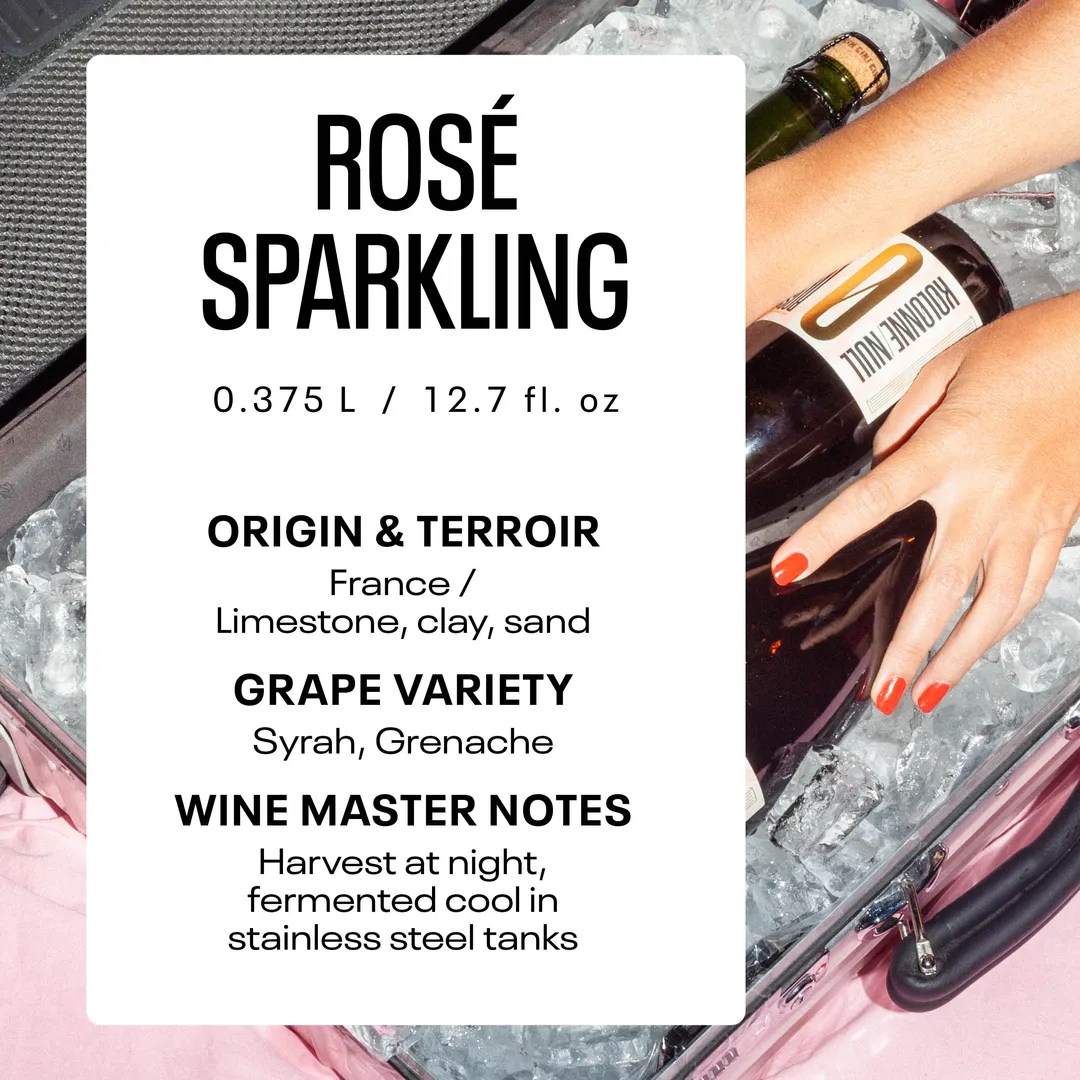 Kolonne Null Rose Sparkling, Non-Alcoholic Wine, Dealcoholized with Grapes from France (<0.5% ABV, 375ml)