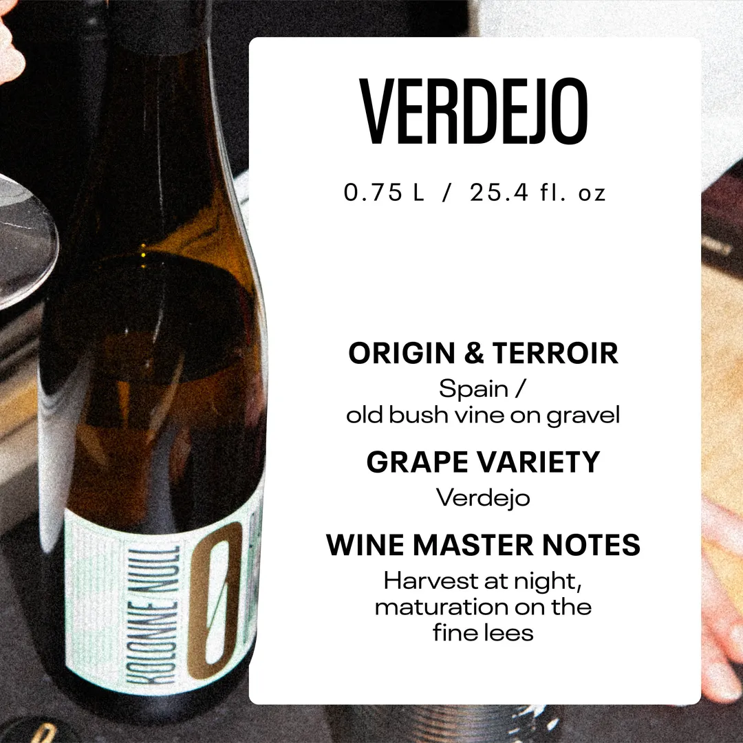 Kolonne Null Verdejo, Non-Alcoholic White Wine | Round Bodied, Tropical Fruit Flavors | Dealcoholized with Grapes from Spain 25.4 fl oz (<0.5% ABV, 750ml)