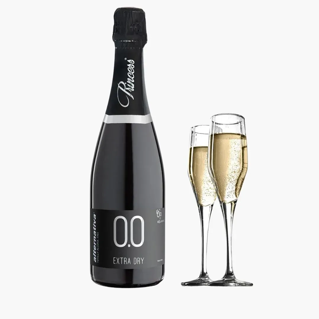 Princess Alternativa Bollicine Bianco Extra Dry Sparkling Non-Alcoholic Prosecco Wine (0.0% ABV, Italy)