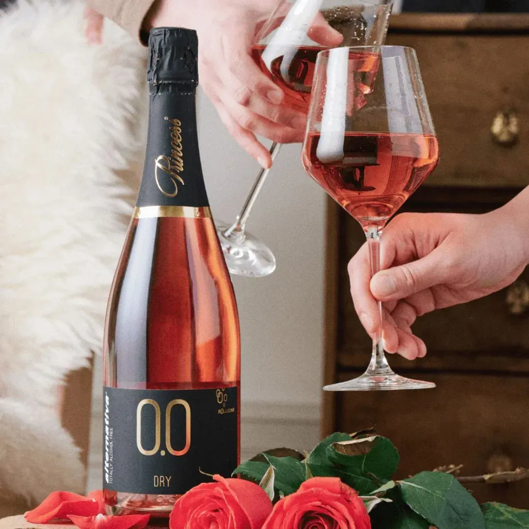 Princess Alternativa Bollicine Rosato Dry Sparkling Rose Non-Alcoholic Wine (0.0% ABV, Italy) (BEST BY 12/1/2024)